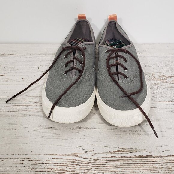 Grey Canvas Sperry Topsider Sneakers Women's Size 11 - Picture 3 of 7